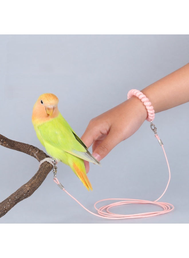 Bird Training Leash, Adjustable Parrot Flying Strap Rope Universal Flying Traction Lead Durable Outing Gadget Outdoor Training Toy for Birds, Parrot, Cockatiel, Parakeet, Lory, 3m elastic flying rope No. 6 foot ring(Pink) - Image 4
