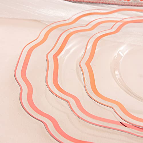 NOCCUR 150PCS Rose Gold Plastic Plates&Rose Gold Silverware-Include 30Dinner Plates, 30Salad plates, 90 Disposable Rose Gold Utensils- Ideal for Weddings, Party,Shower - Image 4