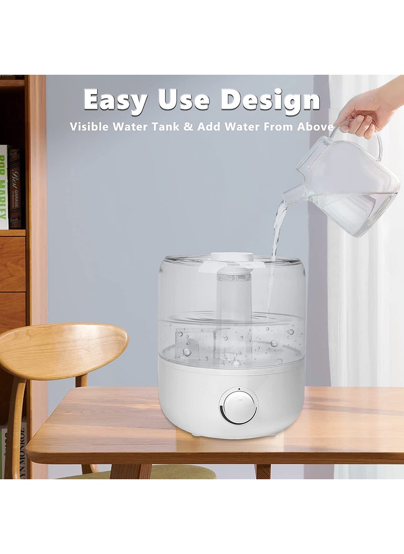 EzzySo - Air Humidifier for Large Room, 3L Air Humidifier for Bedroom, Aroma Diffuser, Essential Oil Function, Ultrasonic Cool Mist, Lower Noise, Adjustable 360° Knob, Auto Shut-Off, Humidifiers for Any Rooms White - Image 1