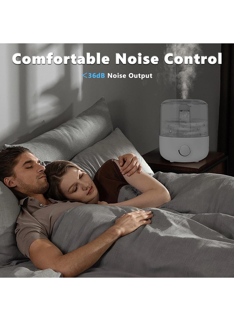 EzzySo - Air Humidifier for Large Room, 3L Air Humidifier for Bedroom, Aroma Diffuser, Essential Oil Function, Ultrasonic Cool Mist, Lower Noise, Adjustable 360° Knob, Auto Shut-Off, Humidifiers for Any Rooms White - Image 1