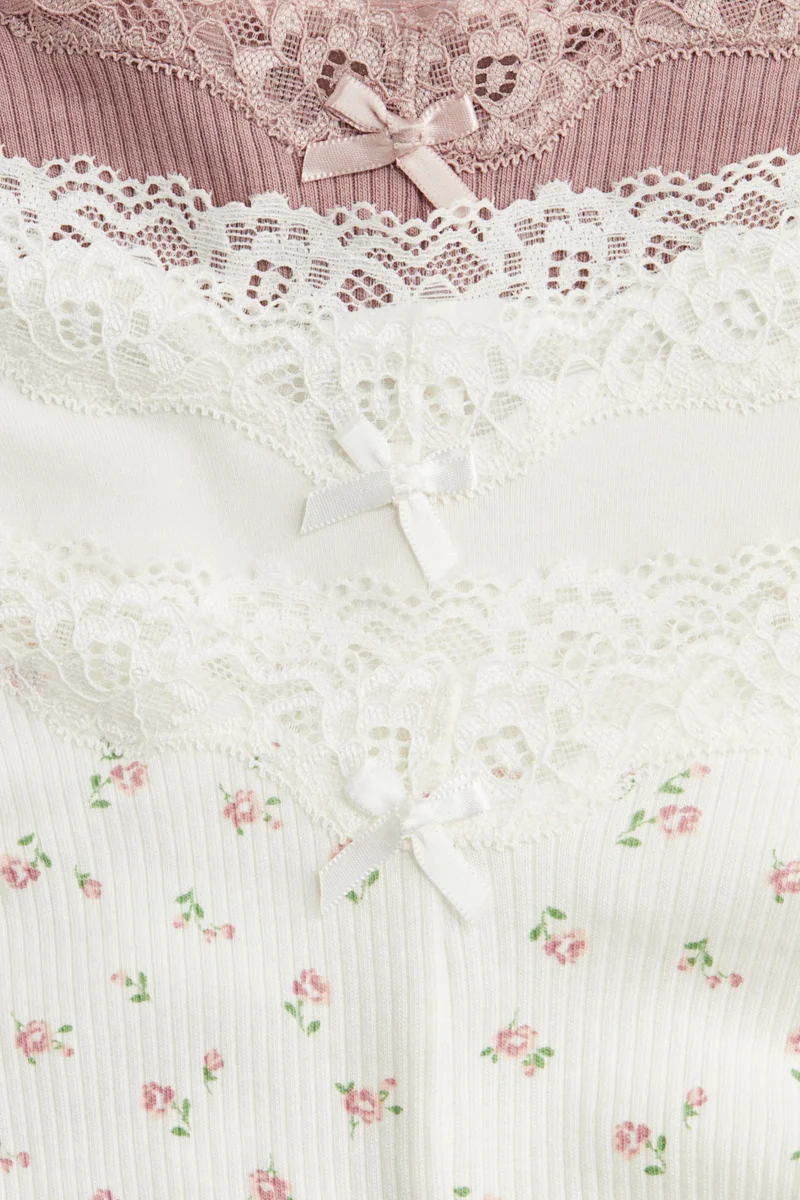 H&M 3-pack cotton and lace Brazilian briefs