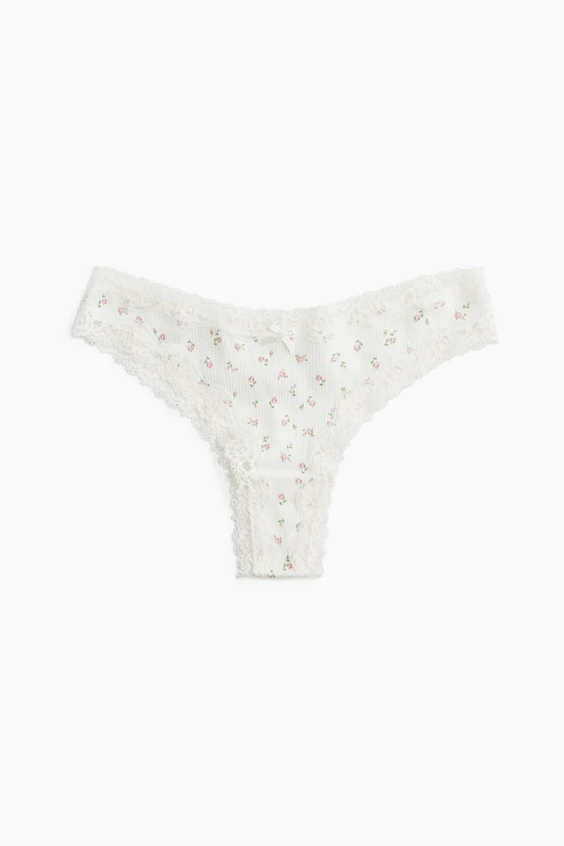H&M 3-pack cotton and lace Brazilian briefs