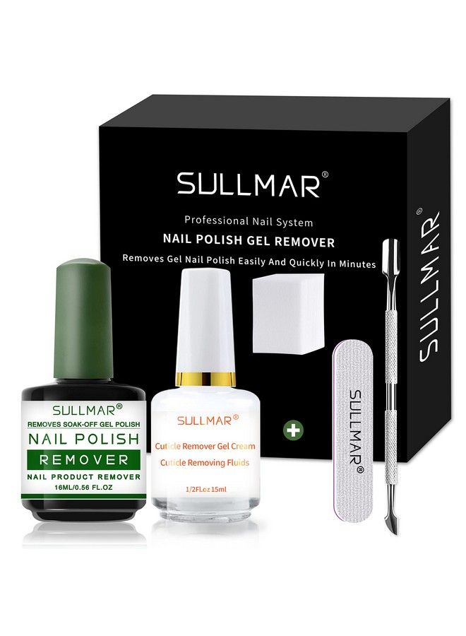 SULLMAR Gel Nail Polish Remover Kit Gel Remover For Nails With Cuticle Remover & Cuticle Pusher Acetone Gel Nail Polish Remover 15Ml (Nail Polish Remover&Cuticle Remover) - Image 1