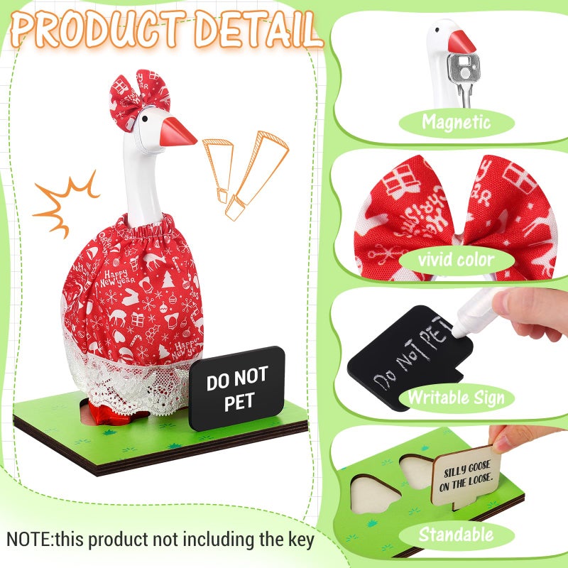 AceOrbit 19 Pcs St. Patricks Day Magnetic Goose Key Holder Lucky Shamrock Resin Desk Goose Statue with Holiday Outfit Writable Interchangeable Sign Chalk for Housewarming Gift Desk Home Decor(Classic) - Image 3