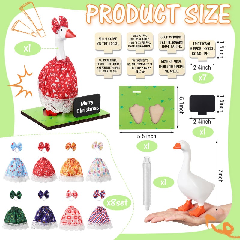 AceOrbit 19 Pcs St. Patricks Day Magnetic Goose Key Holder Lucky Shamrock Resin Desk Goose Statue with Holiday Outfit Writable Interchangeable Sign Chalk for Housewarming Gift Desk Home Decor(Classic) - Image 2