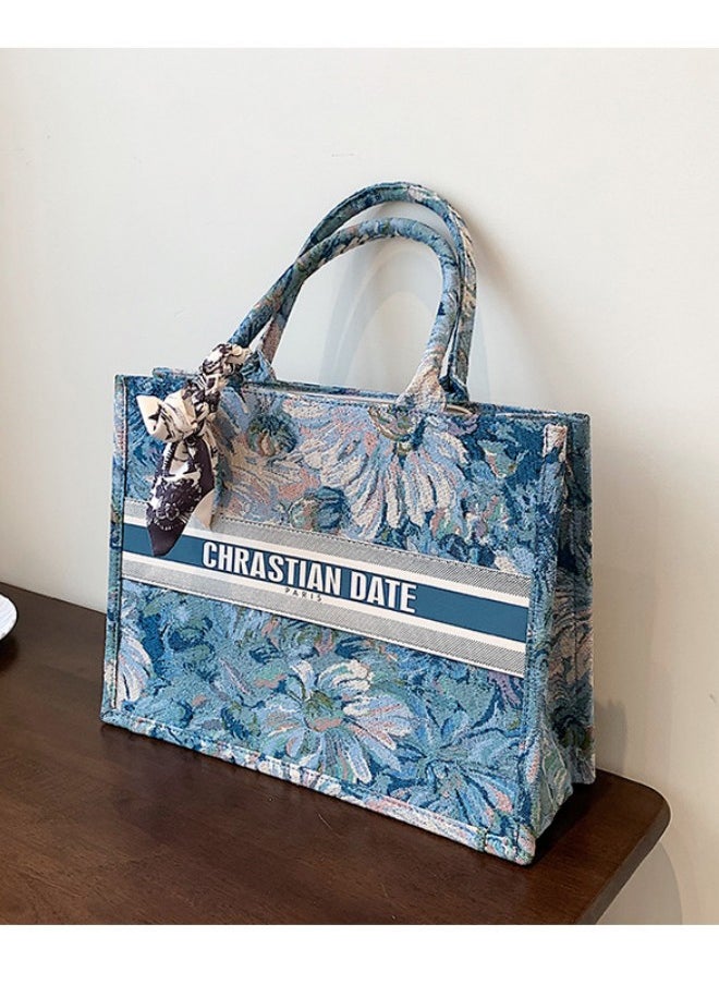 WAOKN - Women's Fashion Printed Shoulder Bag, Ladies Textured Handbag Tote Bags Clutch Bag, Beach Vacation Large-capacity Carrying Bag Side Bag for College Students and Teenager - Image 1