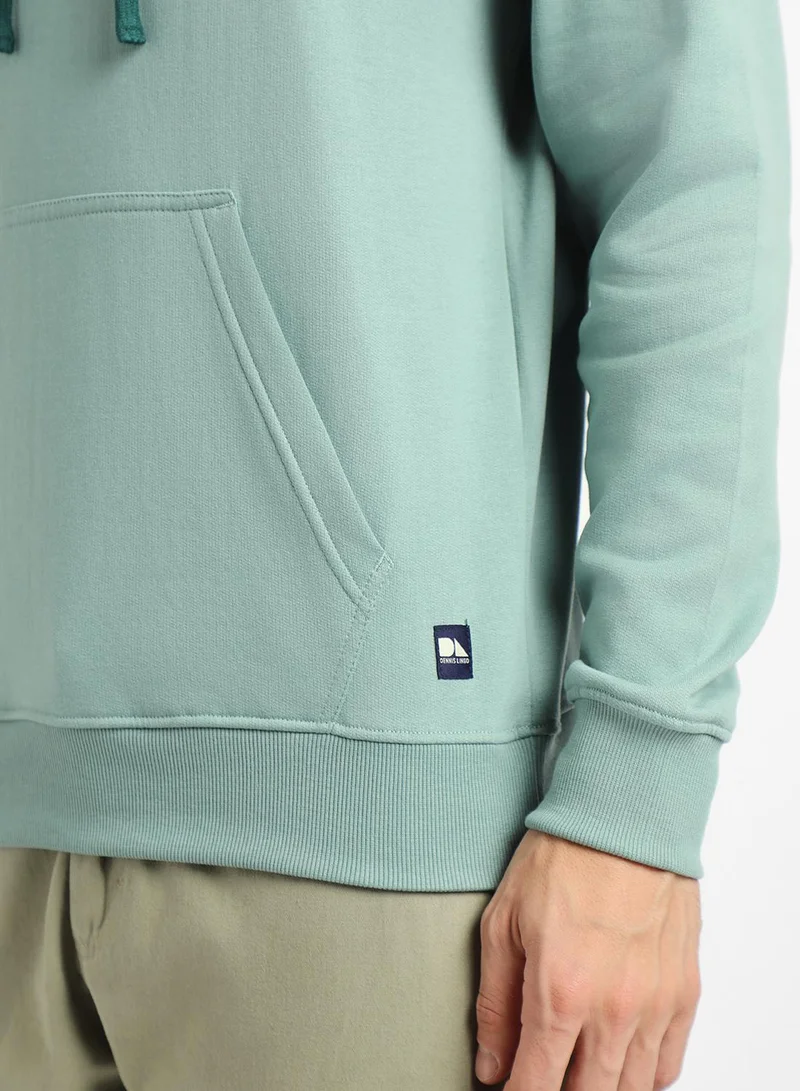 Dennis Lingo Regular Fit Sea Green Solid Hooded Sweatshirt for Men - Polycotton, Full Sleeves