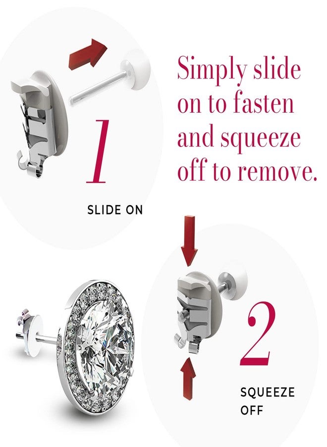 Connoisseurs Locking Earring Backs - 4 Pairs - Compatible with Most Gold and Silver Earrings - Fits 0.5-1mm Diameter Posts - Hypoallergenic - Image 5
