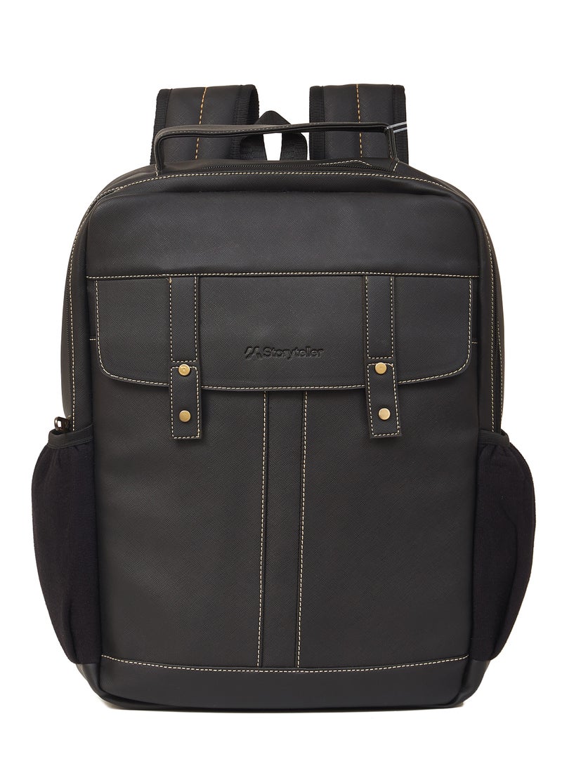 STORYTELLER Olive Premium Vegan Leather  Laptop Backpack 19" Black Sleek Elegance and Modernity design - Image 1