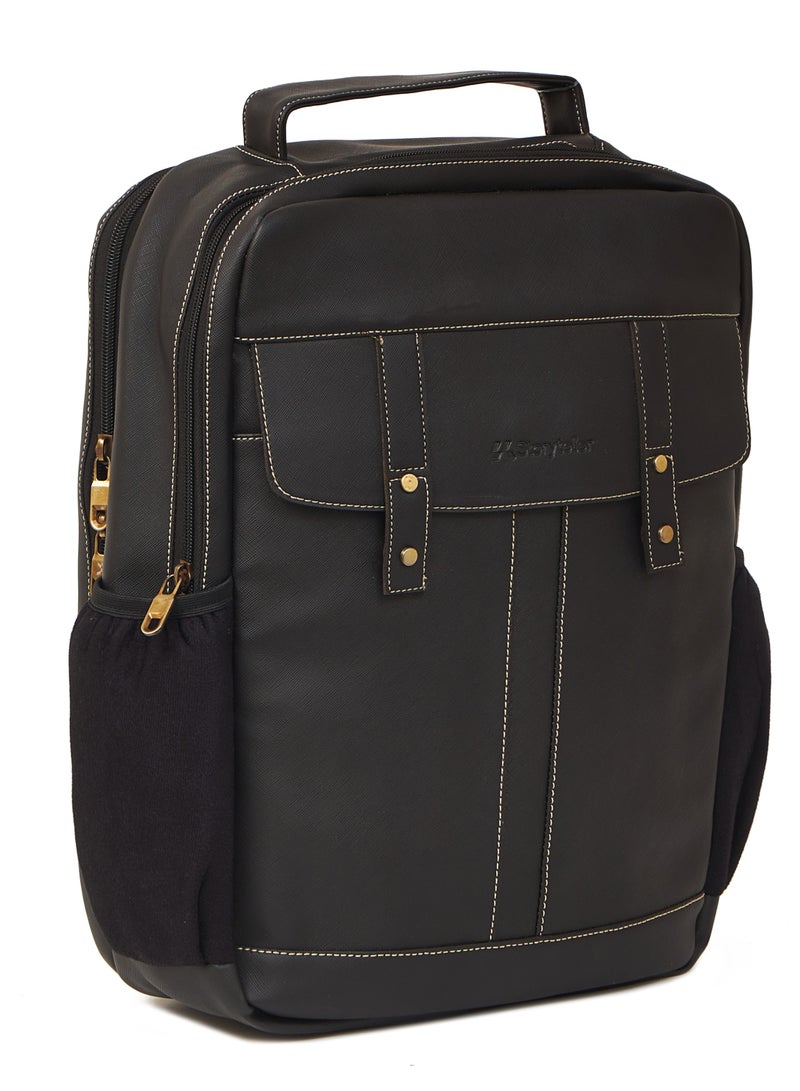 STORYTELLER Olive Premium Vegan Leather  Laptop Backpack 19" Black Sleek Elegance and Modernity design - Image 2