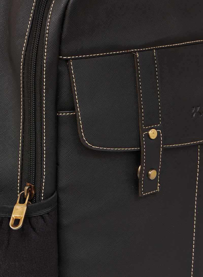 STORYTELLER Olive Premium Vegan Leather  Laptop Backpack 19" Black Sleek Elegance and Modernity design - Image 3