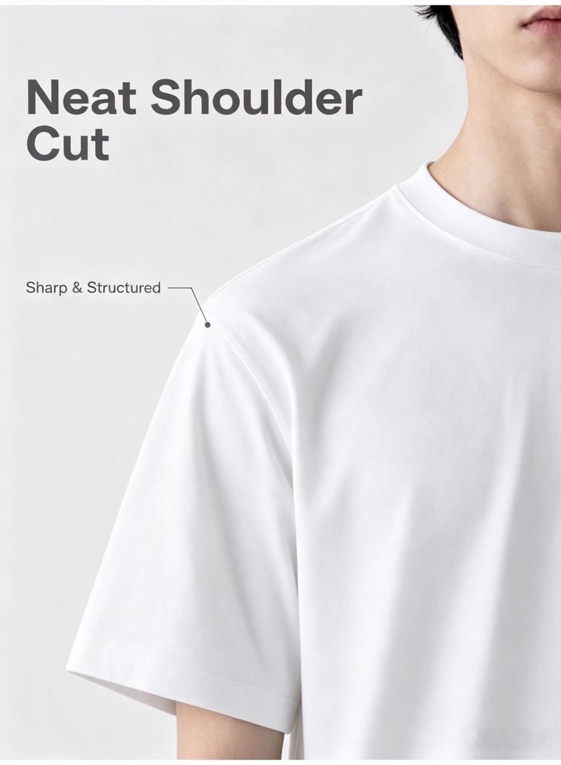 Men's Pure Cotton Breathable Printed T-Shirt, Loose Fit, White - Image 4