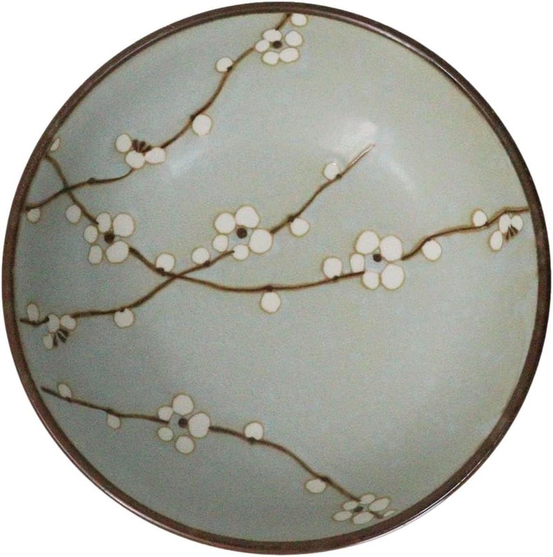 Ebros Gift Pack Of 4 Restaurant Grade Japanese Soushun Sakura Spring Cherry Blossoms Blue Plum Porcelain Thick Double Wall Large Salad Soup Cereal Bowls 36oz 775 D - Image 3