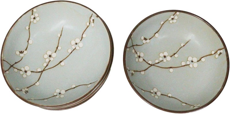 Ebros Gift Pack Of 4 Restaurant Grade Japanese Soushun Sakura Spring Cherry Blossoms Blue Plum Porcelain Thick Double Wall Large Salad Soup Cereal Bowls 36oz 775 D - Image 4