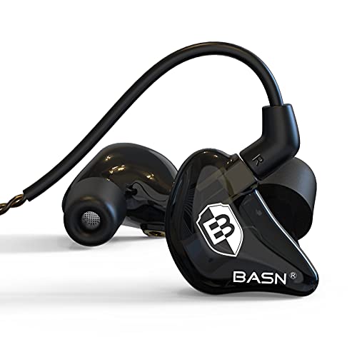 BASN سماعات BASN Bsinger PRO داخل الأذن للموسيقيين، سماعات أذن عازلة للضوضاء مع 2 كابل MMCX قابل للفصل (أسود) - Image 1