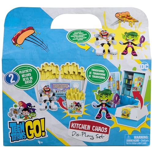DC Comics Spin Master Teen Titans Go! Kitchen Chaos Dis-Play Set with Beast Boy and Cyborg Figures and Accessories, Playset Kids Toys for Boys and Girls 4 and Up - Image 2
