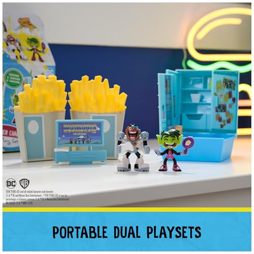 DC Comics Spin Master Teen Titans Go! Kitchen Chaos Dis-Play Set with Beast Boy and Cyborg Figures and Accessories, Playset Kids Toys for Boys and Girls 4 and Up - Image 3