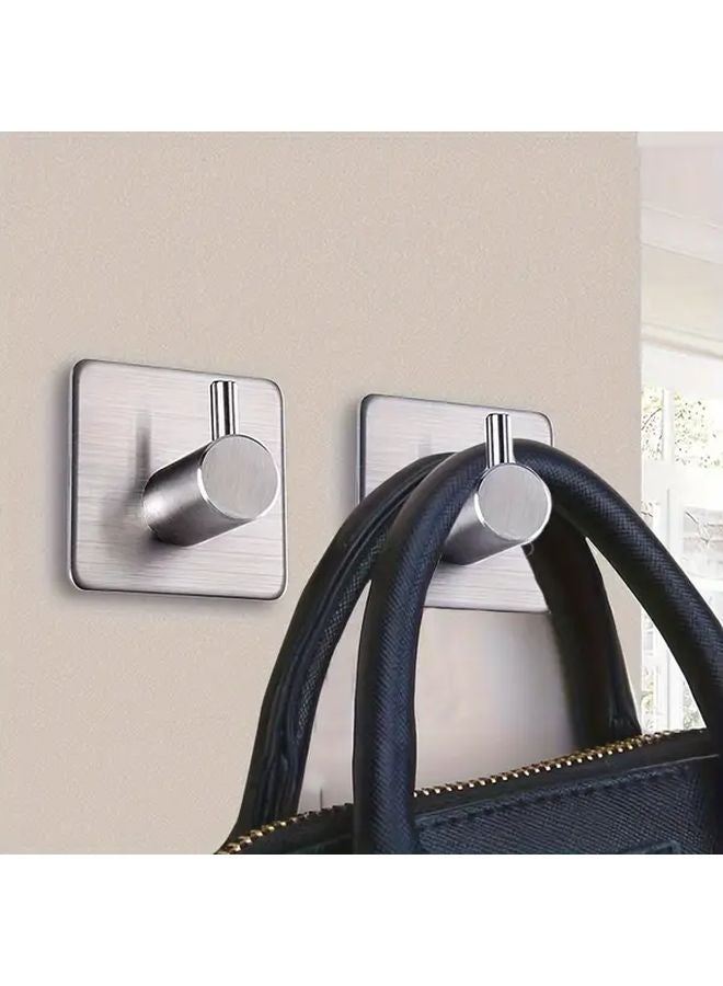 4 Pack Silver Heavy Duty Waterproof Stainless Steel Wall Mounted Towel Hooks - Image 3