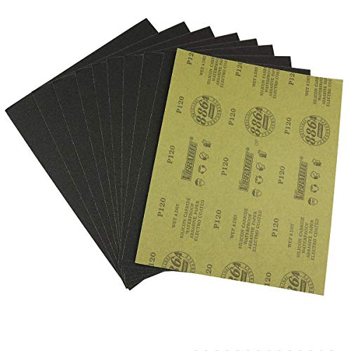 MAXMAN Sandpaper Sheets, 120 Grit Dry Wet Sand Paper, 9 x 11 Inch,Silicon Carbide, for Wood Furniture Finishing,Metal Sanding and Automotive Polishing,10 -Sheet - Image 1