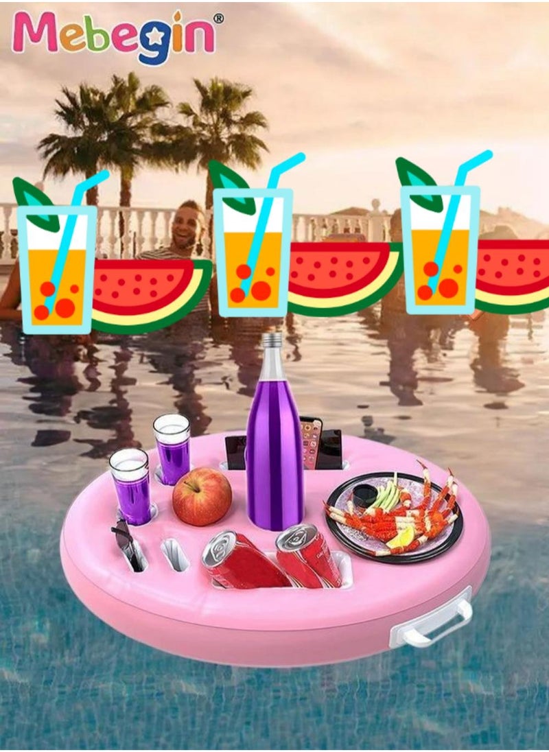 MEBEGIN 72*53cm Inflatable Drink Holder, Multifunctional Round Drink Floats for Swimming Pool, Drink Pool Floats with 9 Holes, Creative Pool Toys, PVC Inflatable Tray Water Supplies, Suitable for Beach Leisure and Party Decoration  - Image 1