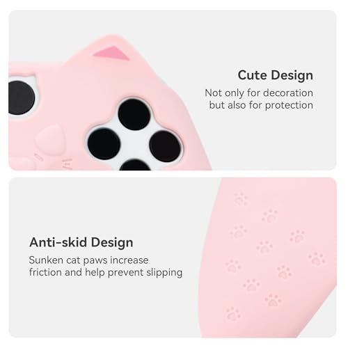 GeekShare Cat Paw Controller Skin Grips Set Anti-Slip Silicone Protective Cover Skin Case Compatible with Xbox Series X Controller with 2 Thumb Grip Caps and 1 Sticker (Pink) - Image 3