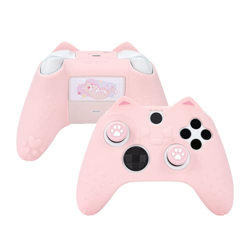 GeekShare Cat Paw Controller Skin Grips Set Anti-Slip Silicone Protective Cover Skin Case Compatible with Xbox Series X Controller with 2 Thumb Grip Caps and 1 Sticker (Pink) - Image 1