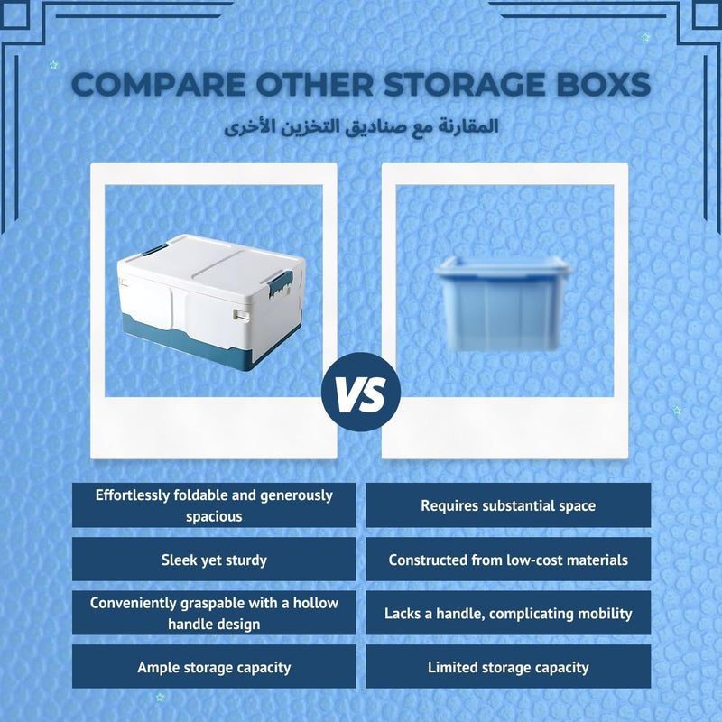 صناديق قابلة للتكديس مع أغطية منظِّم الأجزاء الصغيرة صندوق تخزين قابل للطي مقاوم للماء بلاستيك تخزين الملابس والأدوات صناديق تخزين كبيرة سهلة تخزين تخييم حديقة خارجي مفتوح (أزرق، كبير) - Image 5