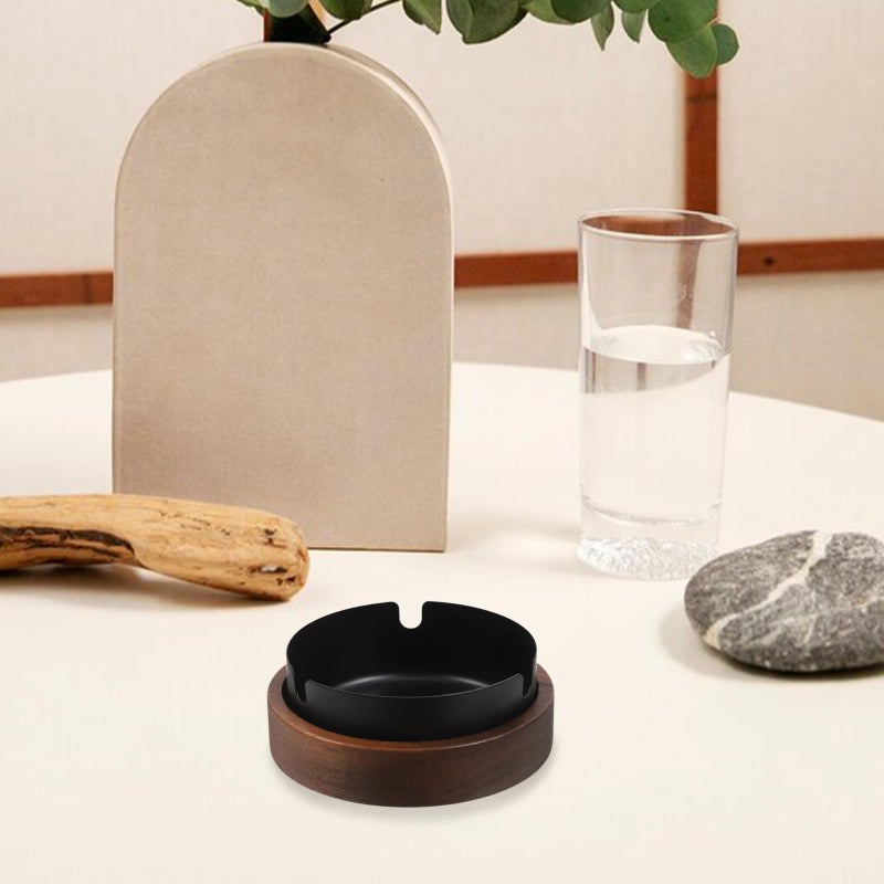 Black Stainless Steel Ashtray with Lid Round Cigarette Holder for Office Home Indoor Use - Image 5