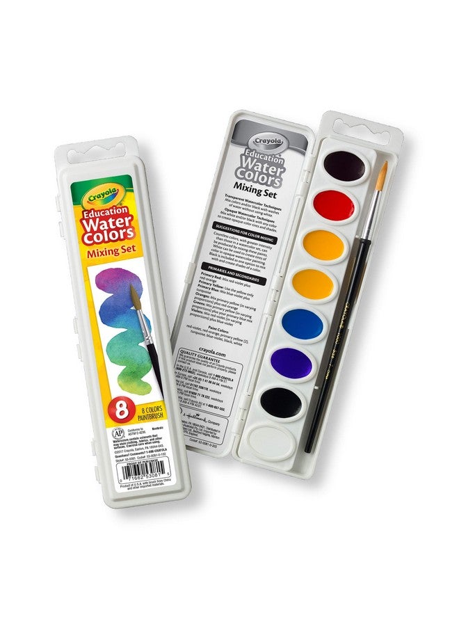 Crayola مجموعة خلط ألوان مائية من كرايولا مع فرشاة طلاء تاكلون، 8 ألوان طلاء - Image 1