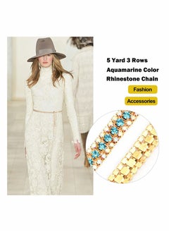 Excefore 5 Yard 3 Rows Crystal Rhinestone Gold Close Chain with 2.5mm&4mm Rhinestones Trim Chain, Sewing Craft DIY Handmade Wedding Clothes Party Decorations  - Image 3