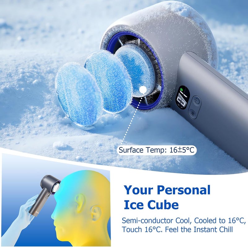 HandFan Fast & slow shipment compatible 5200mAh High Speed Handheld Turbo Fan, 13000 RPM Powerful Cooling Ice Fan, Portable Mini AC Fan, 100 Speeds Adjustable, Digital Display, USB Rechargeable, for Travel Beach Outdoors(Gray) Fast & slow shipment compatible - Image 2