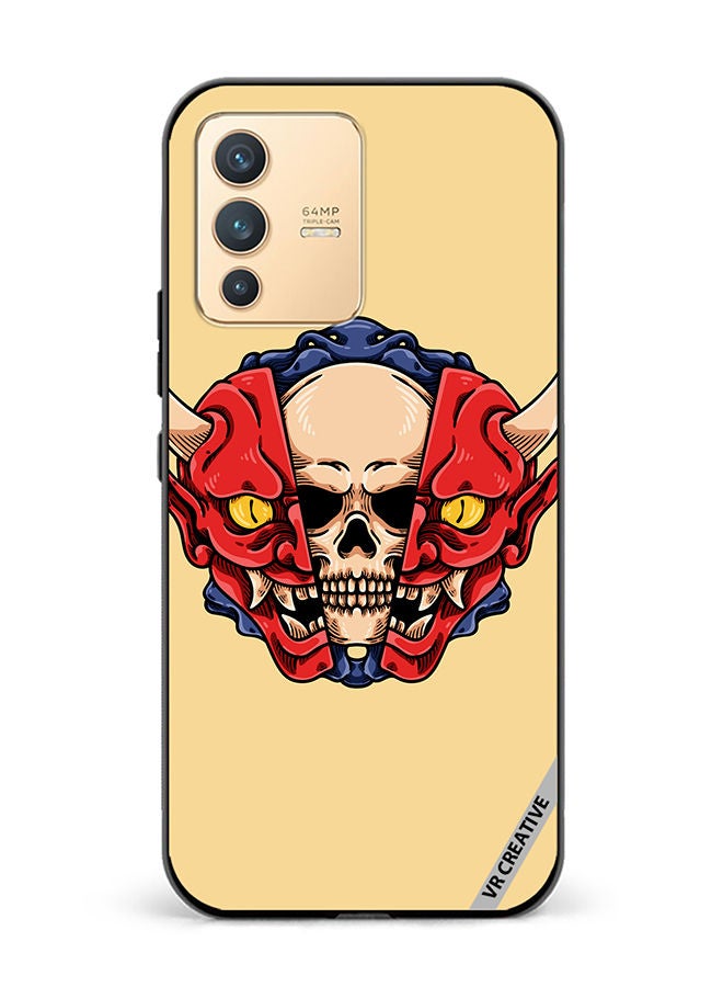 VR CREATIVE Protective Case Cover For Vivo V23 5G Skull Inside Demon Oni Mask Design Multicolour - Image 1