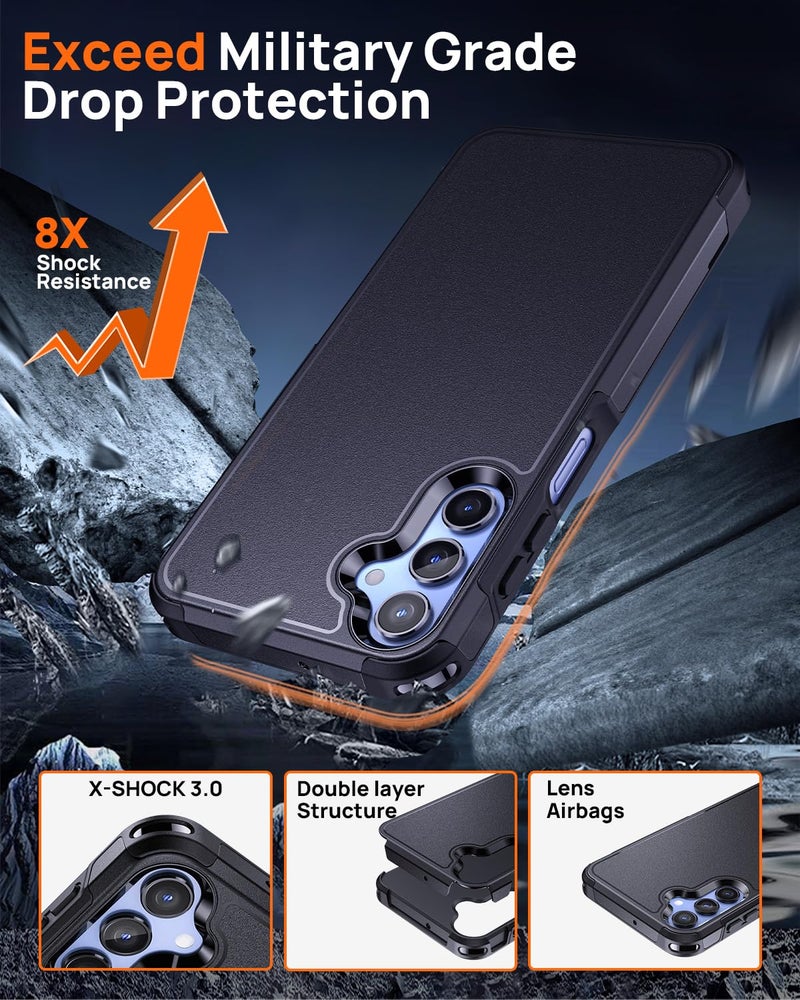 Lanhiem for Samsung Galaxy A15 5G Phone Case with 2 Tempered Glass Screen Protector, Shock Absorption, Anti-Scratch Shockproof Case Cover for A15, Black - Image 3