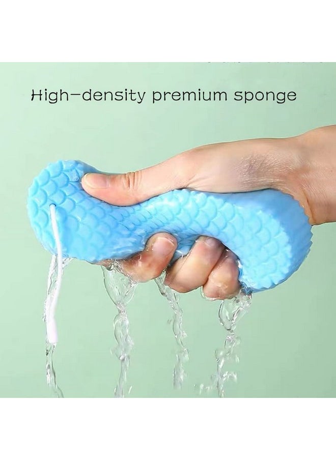 Teshee 2PCS Exfoliating Bath Sponge, 3D Bath Sponge Shower Brush, Soft Bath Sponges for Shower, Dead Skin Remover for Body, Shower Sponge for Adult Baby(Blue&Pink)  - Image 3