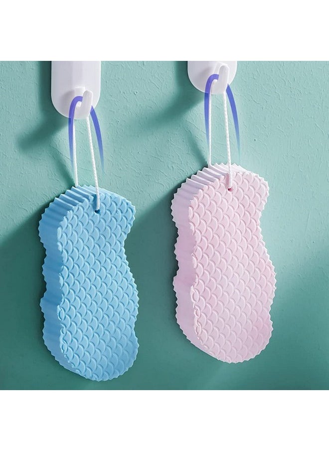 Teshee 2PCS Exfoliating Bath Sponge, 3D Bath Sponge Shower Brush, Soft Bath Sponges for Shower, Dead Skin Remover for Body, Shower Sponge for Adult Baby(Blue&Pink)  - Image 4