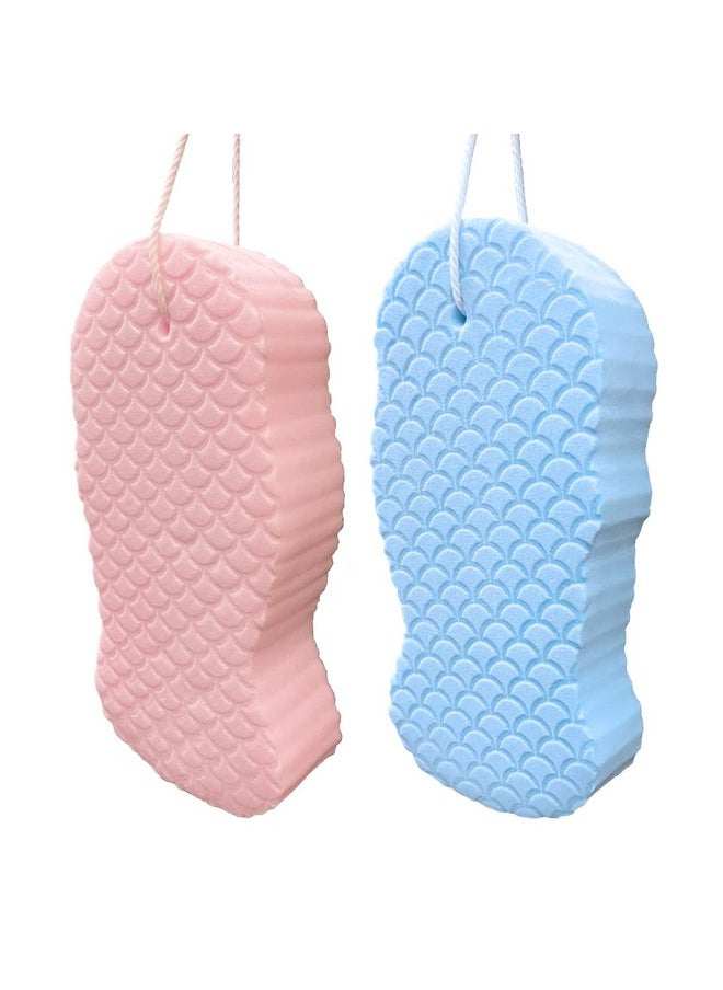 Teshee 2PCS Exfoliating Bath Sponge, 3D Bath Sponge Shower Brush, Soft Bath Sponges for Shower, Dead Skin Remover for Body, Shower Sponge for Adult Baby(Blue&Pink)  - Image 1