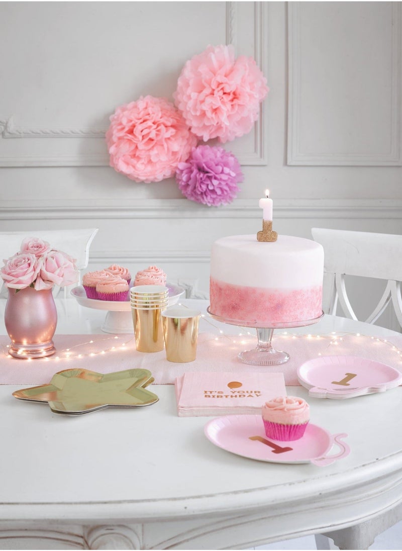 Talking Tables - Pink & Gold Glitter Number Candle - 1 - Image 1