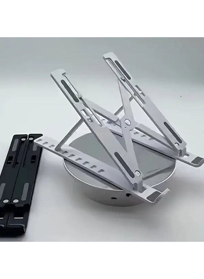 White 3 Size Adjustable Plastic Laptop Stand Portable Foldable Cooling Desk Holder Ergonomic Angle Sturdy Base Lightweight Suitable For All Computers Home Office Desktop - Image 1