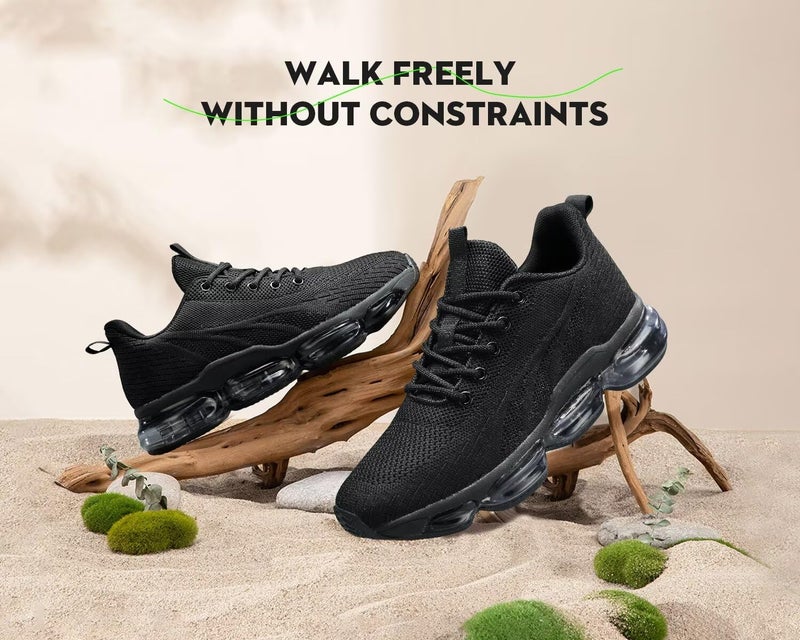 Kapsen Womens Air Running Shoes Lightweight Breathable Athletic Fashion Non Slip Tennis Sneakers Mesh Workout Casual Sports Black - Image 5