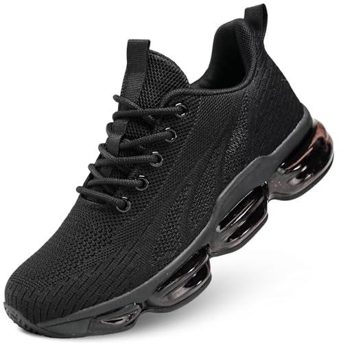 Kapsen Womens Air Running Shoes Lightweight Breathable Athletic Fashion Non Slip Tennis Sneakers Mesh Workout Casual Sports Black - Image 1