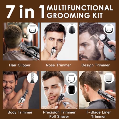 Hatteker Beard Trimmer for Men, Waterproof Hair Trimmer Electric Razor, Cordless Hair Clippers Shavers for Men, Shaving Kit for Nose Mustache Body Facial, Beard Grooming Kit - Image 2