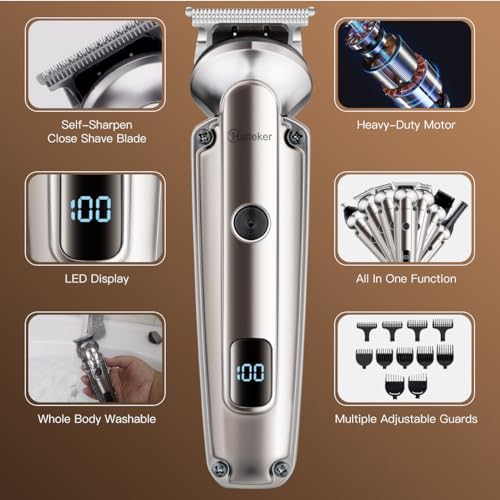 Hatteker Beard Trimmer for Men, Waterproof Hair Trimmer Electric Razor, Cordless Hair Clippers Shavers for Men, Shaving Kit for Nose Mustache Body Facial, Beard Grooming Kit - Image 3