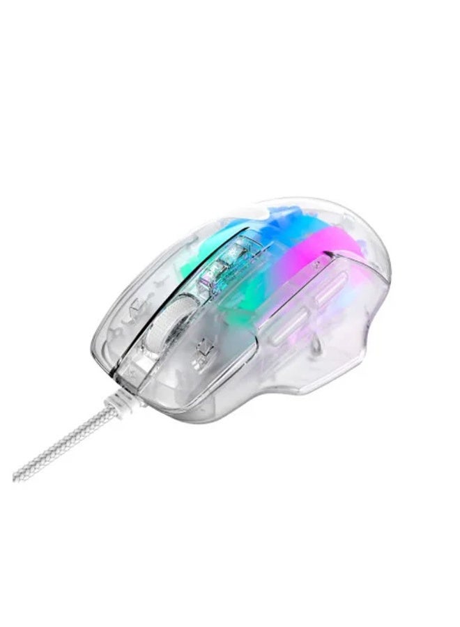 هافيت Havit MS1011SE RGB Crystal Transparent Gaming Mouse – 4800 DPI, 7 Programmable Keys, High Precision Sensor – transparnt White - Image 3