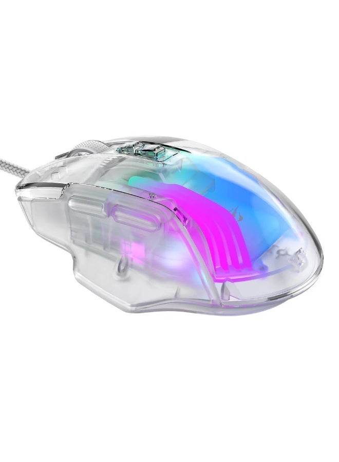 هافيت Havit MS1011SE RGB Crystal Transparent Gaming Mouse – 4800 DPI, 7 Programmable Keys, High Precision Sensor – transparnt White - Image 5