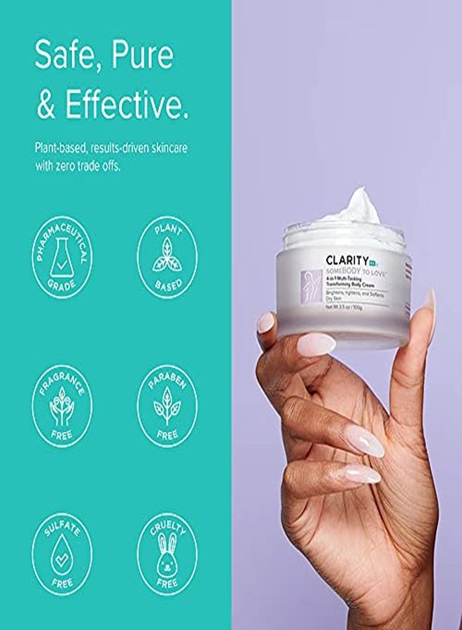 ClarityRx Somebody To Love 4In1 MultiTasking Transforming Body Cream, Plant Based Deep Hydration Body Lotion, Paraben Free, Natural Skin Care (3.5 Oz) - Image 4