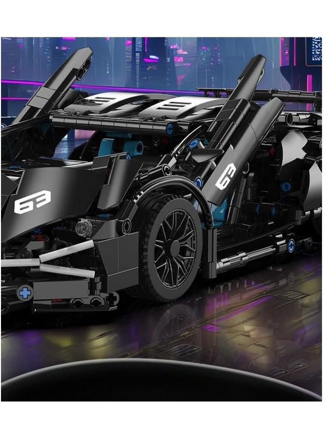 Loquat Sports Car Building Blocks Set, 1280 Pieces Racing Construction Model Kit, 1:14 Toy Gift for Kids and Adults (Black) - Image 5