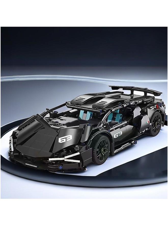 Loquat Sports Car Building Blocks Set, 1280 Pieces Racing Construction Model Kit, 1:14 Toy Gift for Kids and Adults (Black) - Image 2