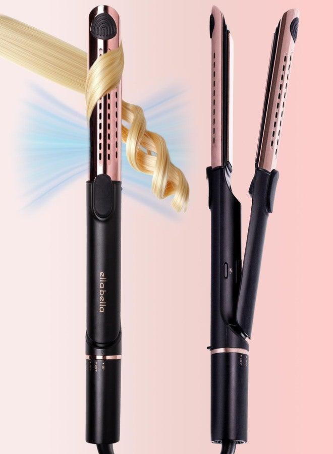 ELLA BELLA® Hair Straightener and Air Curler 2 in 1 • Titanium Flat Iron Curling Iron in One • Cooling Air Vents to Effortlessly Lock in Style • Multiple Looks, Professional Salon Results - Image 1