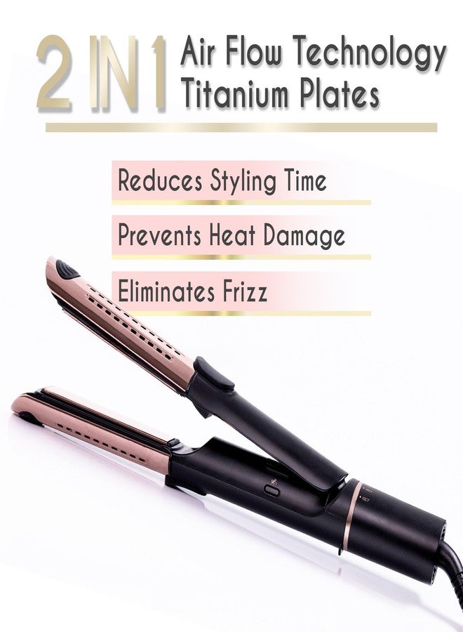 ELLA BELLA® Hair Straightener and Air Curler 2 in 1 • Titanium Flat Iron Curling Iron in One • Cooling Air Vents to Effortlessly Lock in Style • Multiple Looks, Professional Salon Results - Image 4