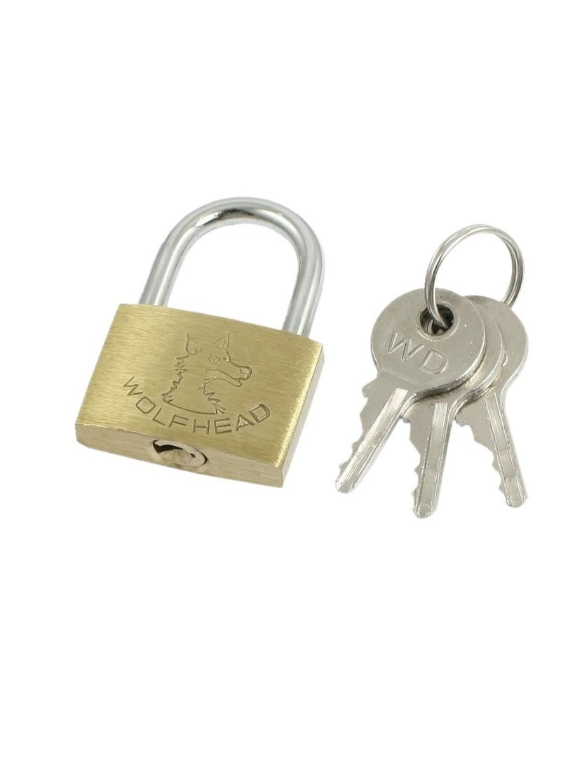 Cabinet Jewlery Box Packsack Brass 20mm Width Padlock Gold Tone w Keys - Image 1